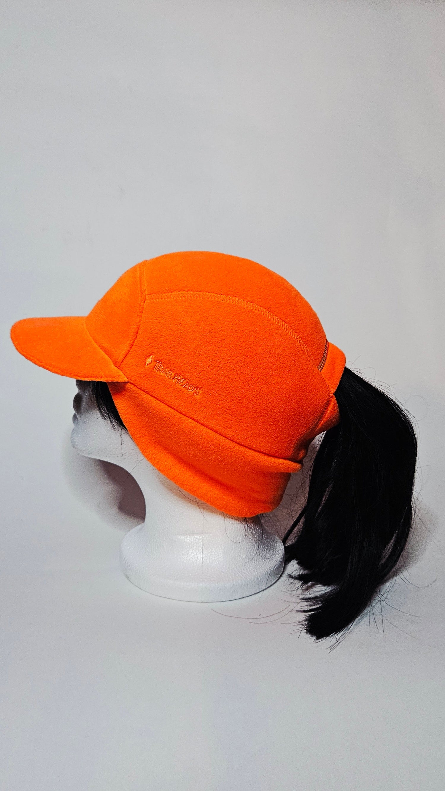 Ponytail Hat for Woman Blaze Orange Fleece